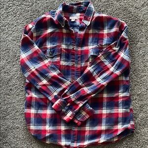 Red and Blue Plaid Button-Up Shirt